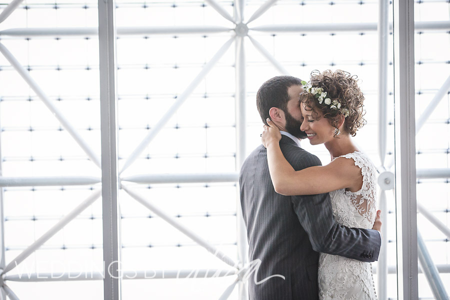 First Look for Bride and Groom at Children's Museum Wedding